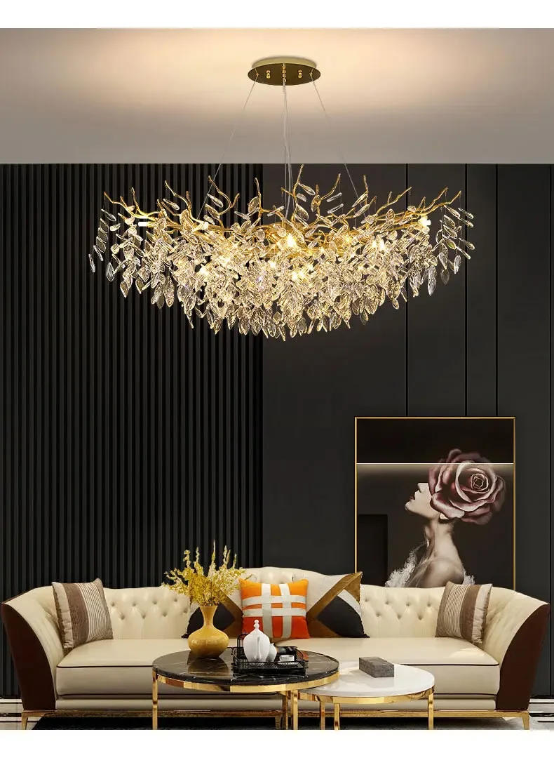 Description Picture 6 of itemModern Gold Luxury Crystal Chandeliers for Living Room Large Led Ceiling Chandelier Hanging Lamp Lighting Fixture Room Decor