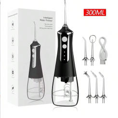 Dental Oral Irrigator Water Flosser Thread Teeth Pick Mouth Washing Machine 5 Nozzels 3 Modes USB Rechargeable 300ml Tank Dental