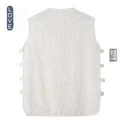 Trendy Vintage Linen Shoulder Vest Shirt Summer Chinese Style Youth Tang Costume Vest Without Sleeves Middle Class Men's Blazer