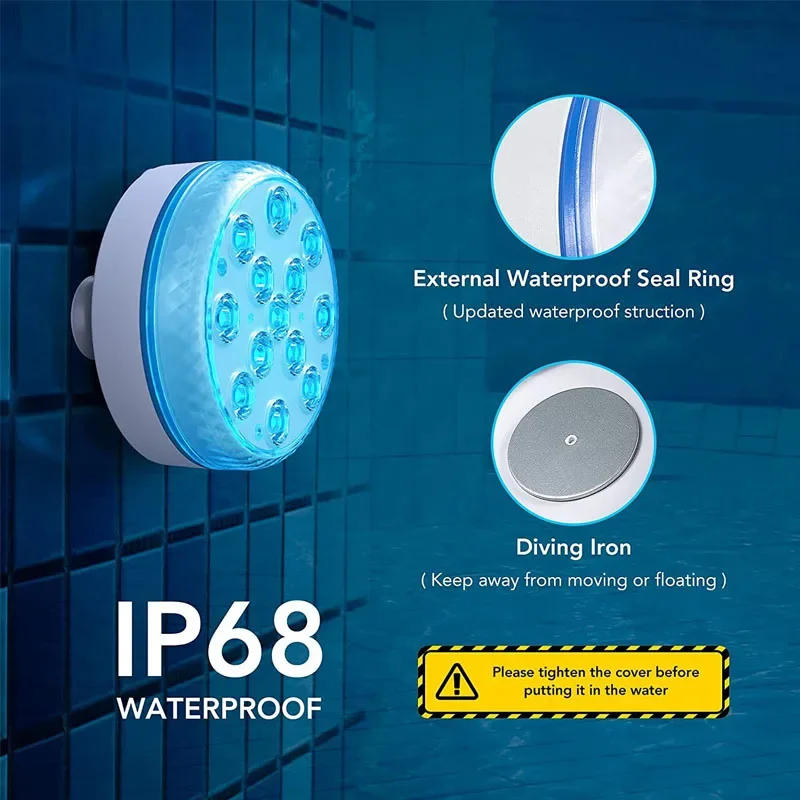 Description Picture 2 of itemPool Light Underwater Swimming Pool Lighting 13LEDs Updated Submersible Light IP68 Outdoor Spotlight for Aquarium Fish Tank Pond
