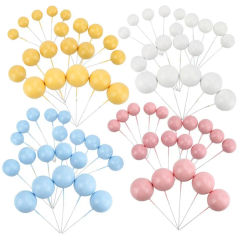 Reusable Colorful Round Ball Plug-In Plastic Pink Blue Yellow White Birthday Cake Decoration Plugin Event & Party Cake Decor