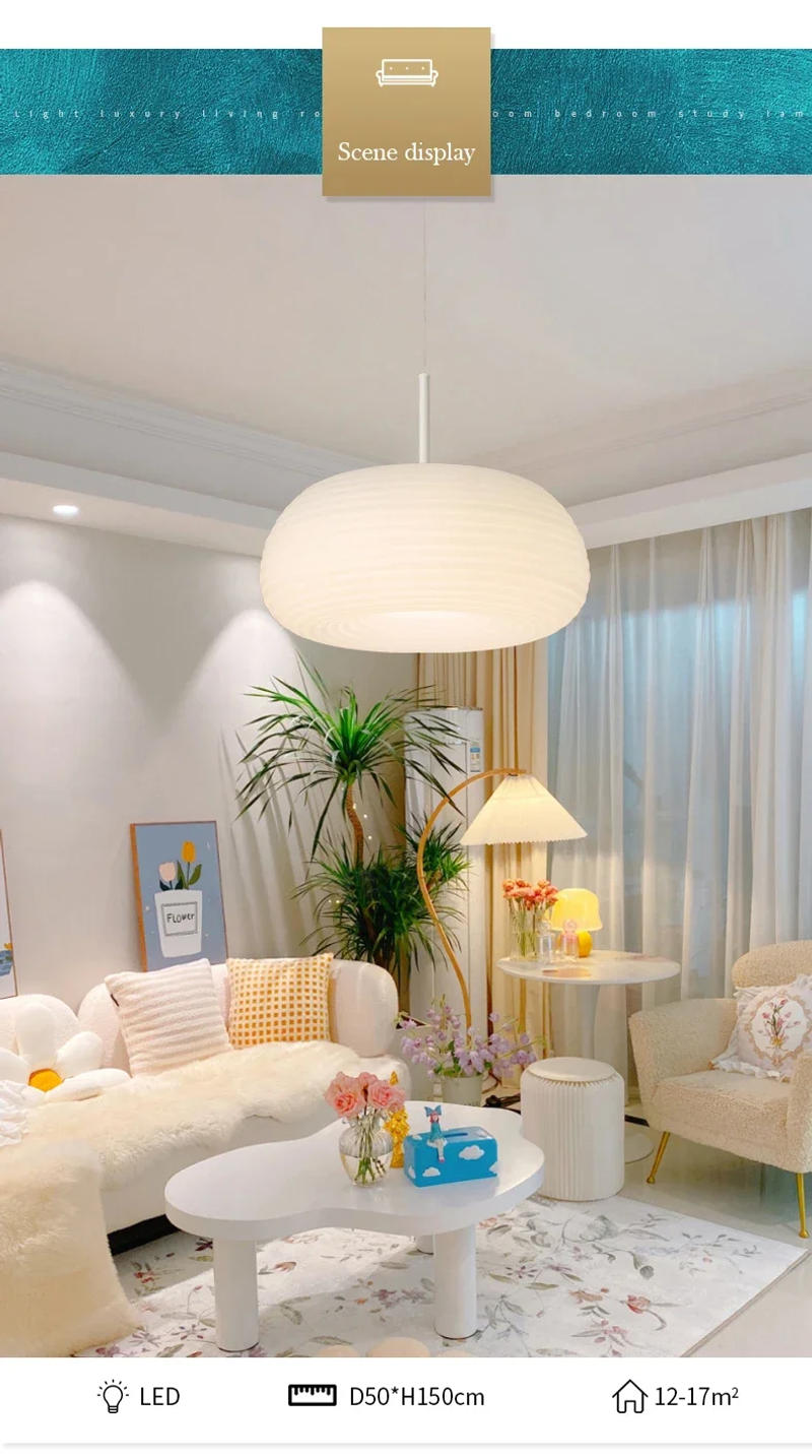 Description Picture 6 of itemModern LED Ceiling Chandelier for Bedroom Living Room Restaurant Minimalist Round White Pendant Lights Home Lighting Fixtures