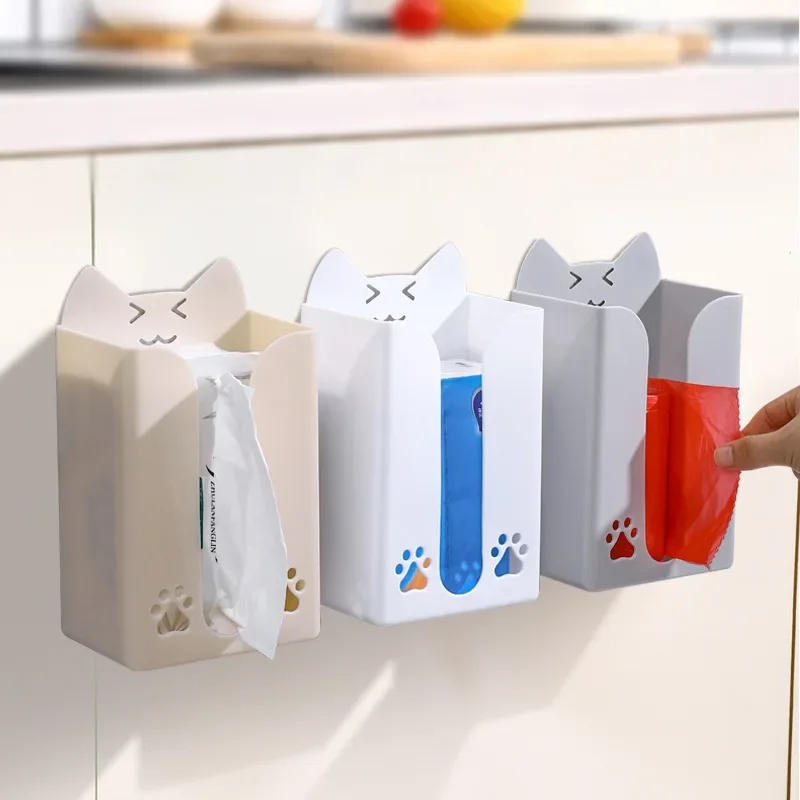 Description Picture 2 of itemWall Mounted Tissue Box Cute Cartoon Paper Holder Punch-Free Tissue Racks Kitchen Napkin Storage Rack Bathroom Toilet Accessorie