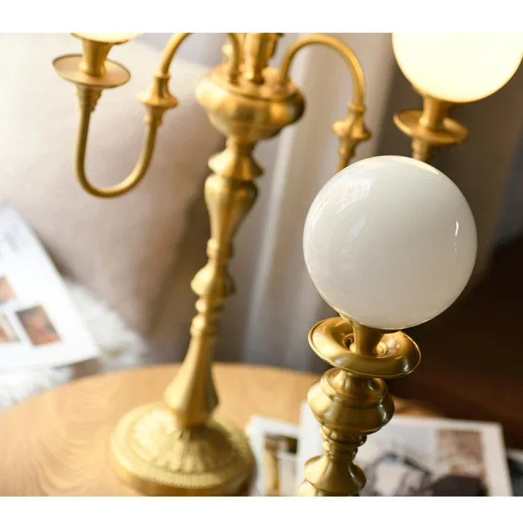 Description Picture 4 of itemFrench desk living  dining room retro all copper lighting designer original bedroom study brass medieval floor lamp  светильник