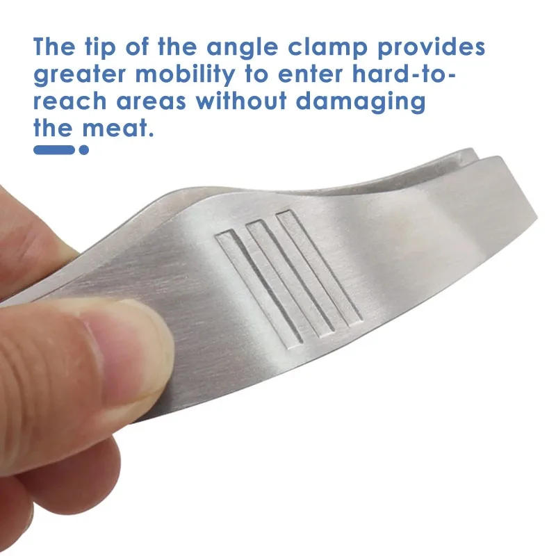 Description Picture 3 of item1pc Stainless Steel Fish Bone Tweezer Food Clips Food Tongs Hair Removal Tool Angled Ham Tweezers Kitchen Plier Seafood Tool