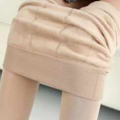 Plush Lined Trample Feet Socks, Opaque High Waisted Thermal Footless Leggings Pants, Women's Stockings & Hosiery
