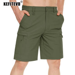 KEFITEVD Summer Hiking Cargo Shorts Men's Quick Dry Breathable Short Multi-Pockets Lightweight Outdoor Sport Running Bottoms