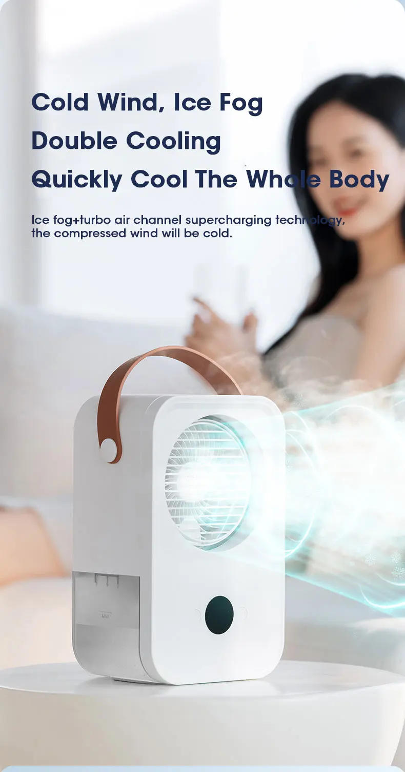 Description Picture 6 of itemHumidifier Fan Air Conditioner Water Spray Mist Rechargeable Portable Purifier 4 Speed 1 Mode Spray Fan Car Home Camping Travel