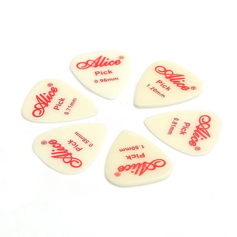 Description Picture 2 of item6Pcs Alice Acoustic Electric Guitar Nylon Fluorescent Picks Luminous Plectrums Fluorescent 0.58 0.71 0.81 0.96 1.2 1.5 Mm Glow