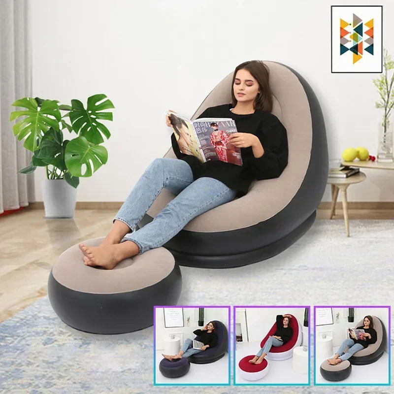 Description Picture 2 of itemOTAUTAU Inflatable Lazy Sofa Chair PVC Flocking Foldable Sofa with Slip-on Lunch Lounge Chair Set