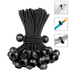 Bungee Balls 50PCS Stretchable and Durable Bungee Cords Heavy Duty Outdoor, Tarp Straps for Camping, Tents, Cargo，Projector,etc