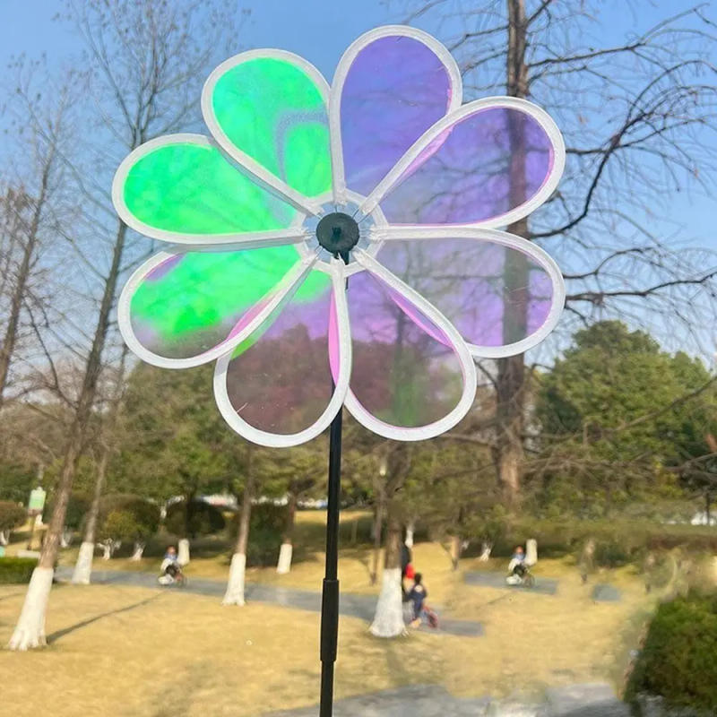 Description Picture 5 of itemColor Bird Repelling Windmill Outdoor Grounding Mounted Reflective Changing Windmill Wind Spinner Kindergarten Children's Toys