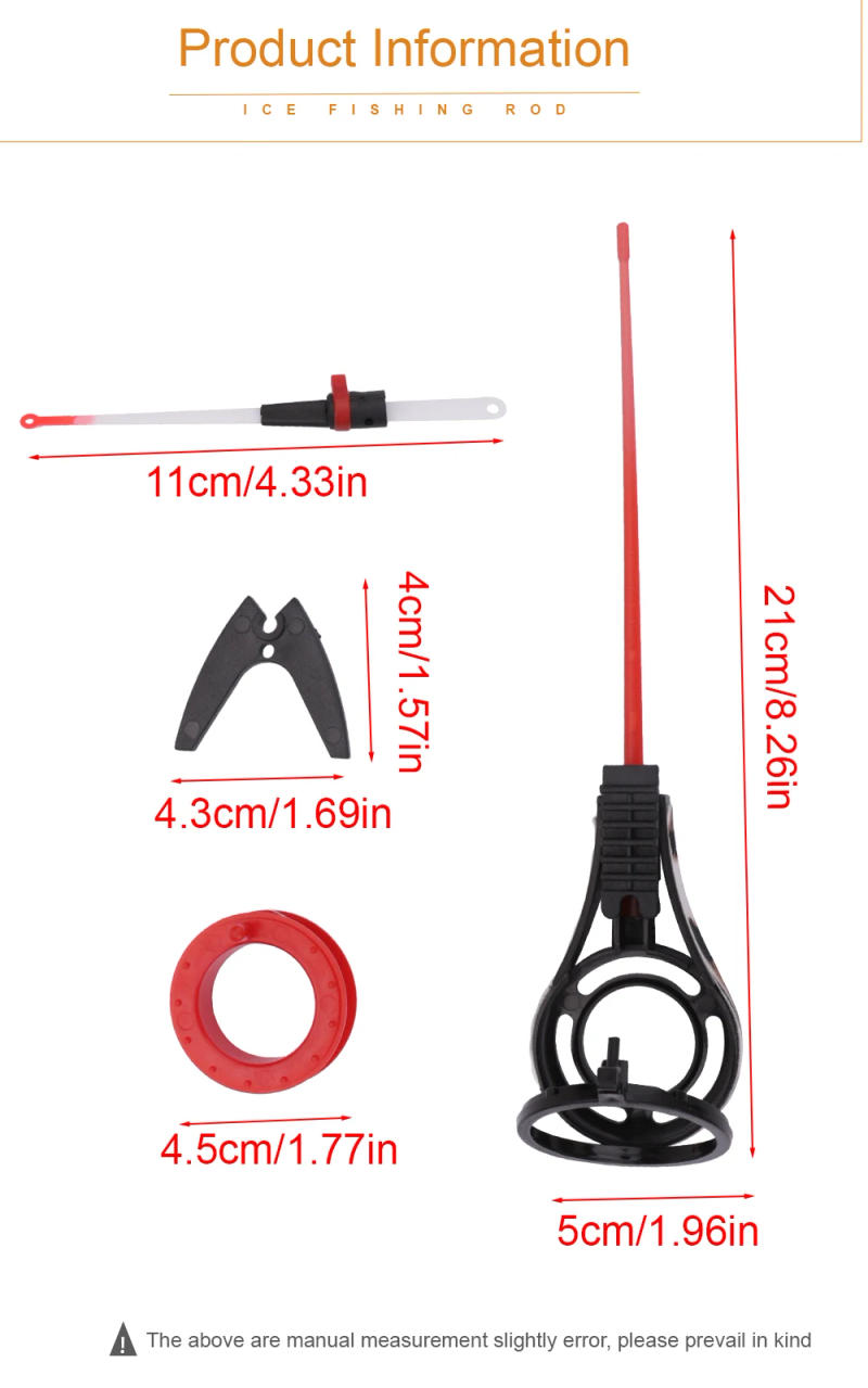 Description Picture 4 of itemFTK 21cm Ice Fishing Rod Reel Set 2 Sections Winter Rods Plastics Fast Action Portable Fishing Tackle