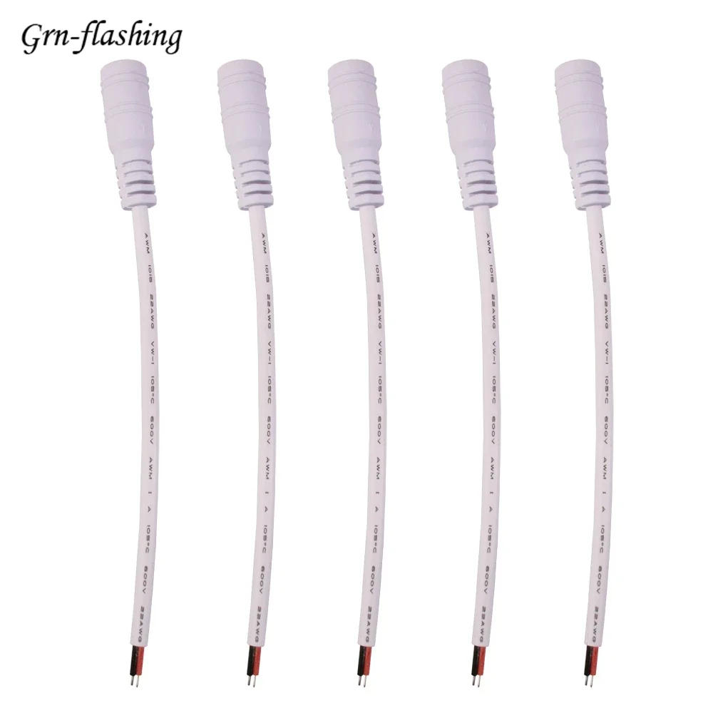 Description Picture 3 of item1/5/10 Pcs 5.5x2.1mm DC Male Female Power Plug Cable Wire Jack Adapter Connector for CCTV Single Color 3528 5050 LED Tape Light