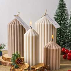 Classic Stripe Pillar Silicone Candle Molds DIY Church Candles Making Supplies Long Aromath Christmas Wax Mould Wedding Decor
