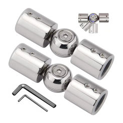 2PCS Curtain Rods Corner Connector, Adjustable Curtain Rod Corner Connector For 1 Inch Bay Window Curtain Rods