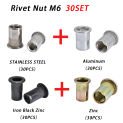 M3 M4 M5 M6 M8 M10 304 Stainless/Carbon Steel/Zinc Pop Rivet Nut Flat Head Threaded Nuts Metal Aluminum Alloy Flange  Rivet Nuts