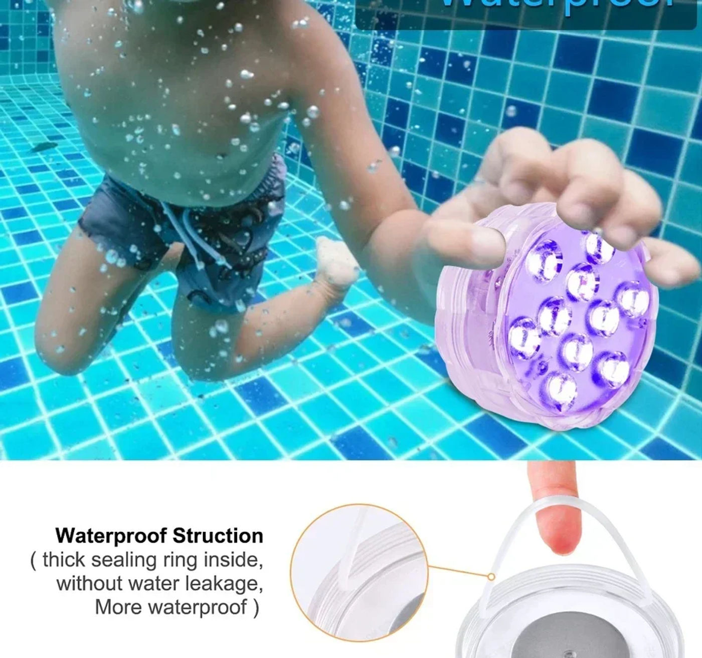 Description Picture 4 of item10 LED RGB Underwater Lights with Magnetic Suction Cups 16 Color Lights Fish Tank Pool Underwater Lighting Plant Grow Lights