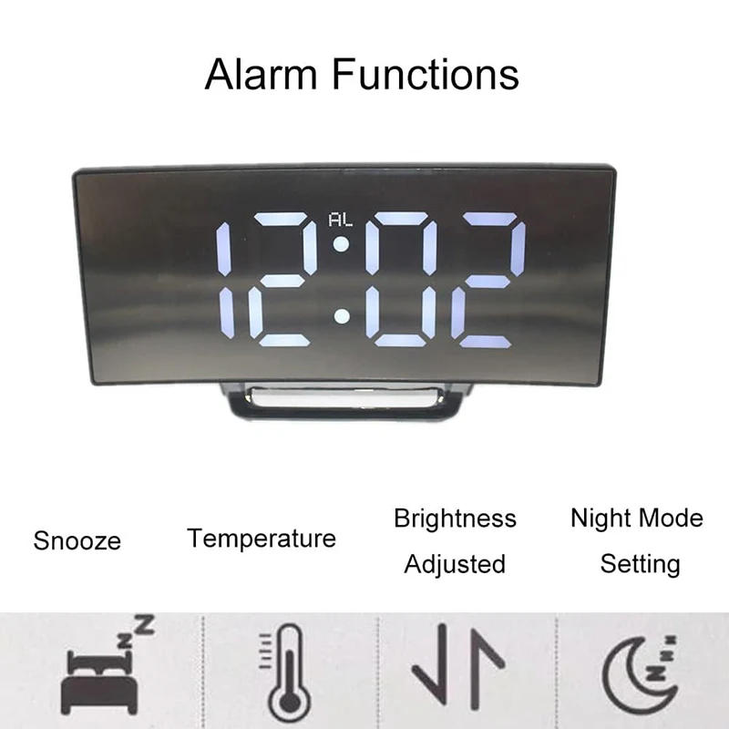 Description Picture 3 of itemLED Digital Alarm Clock Large Screen Electronic Clock for Bedroom Office Kitchen Living Room Easy to Read Battery Mains Powered