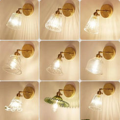 Modern LED Clear Lampshade Retro Copper Wall Light Transparent Wall Sconce Lighting Nordic Wall Lamp for Room Glass Light
