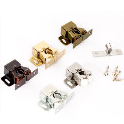 2Pcs Metal Magnet Cabinet Catches Door Stop Closer Stoppers Damper Buffer with Double Ball and Screw Wardrobe Furniture Fittings