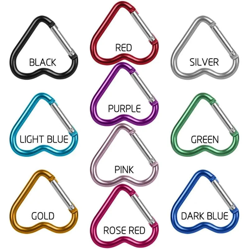Description Picture 3 of item3Pcs Love Heart-shape Aluminum Carabiner Key Chain Clip Keyring Hook Water Bottle Hanging Buckle Outdoor Camping Hiking Tool