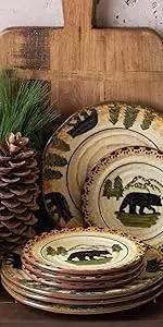 Description Picture 6 of itemby HiEnd Accents Rustic Bear 16 Piece Ceramic Dinnerware Set with Plates, Bowls and Mugs, Rustic Cabin Lodge Style