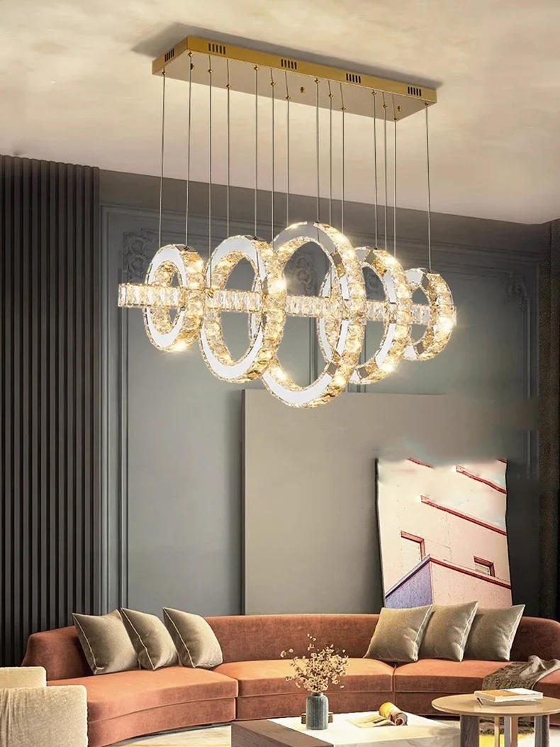 Description Picture 2 of itemModern Crystal Pendant Lights Luxury Kitchen Island Dining Table Chandeliers Living Room Hanging Lamps for Room Decor Lustre