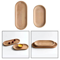 Oval Wooden Tea Tray Serving Table Plate Snacks Food Storage Dish for Fruit Dishes Saucer Dessert Bamboo