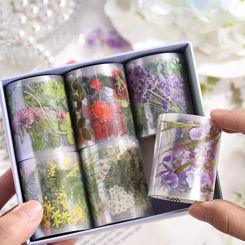 50mm*2m PET Flowers Plant Decorative tape Stick Labels Adhesive Diy Diary Album Scrapbooking material Craft Supplies tape set