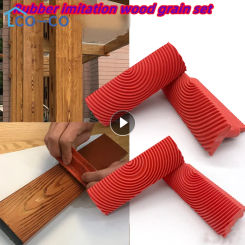 Rubber Wood Grain Paint Roller Imitation Wood Grain Pattern Paint Design Brush Home Decor Art Embossing DIY Wall Painting Tool