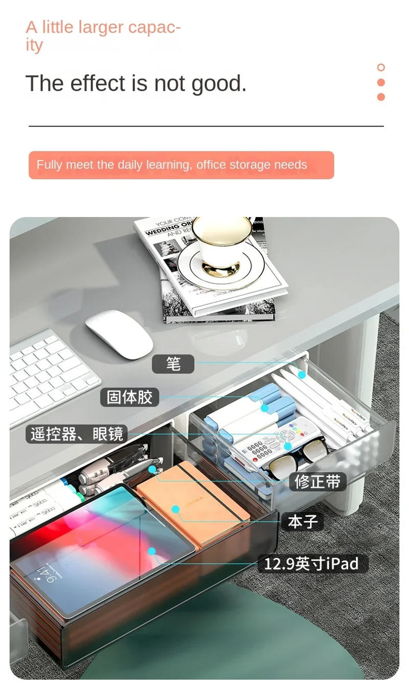 Description Picture 5 of itemHidden Storage Box Desk Storage Drawer Self-Adhesive Plastic Table Storage Holder Simple Sundries Cosmetics Stationery Organizer