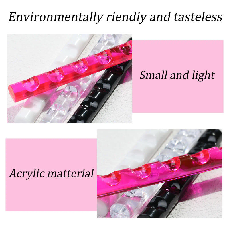 Description Picture 5 of item5 Grids Portable Nail Art Mini Shelf Transparent Crystal Nails Brushes Bar Pen Holder 1pcs Manicure Tools