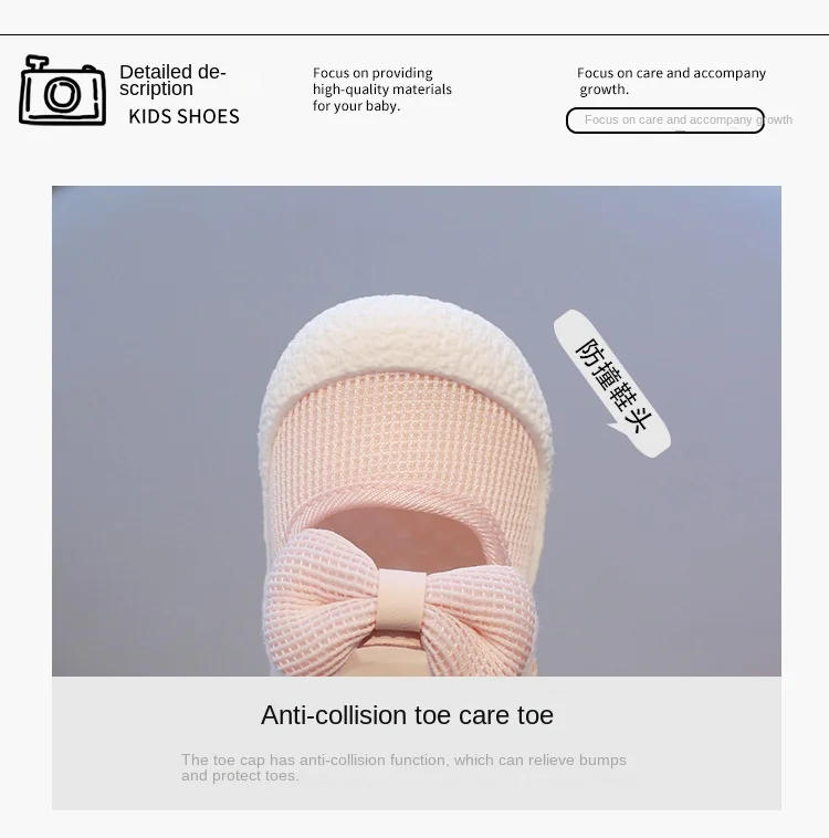 Description Picture 4 of itemKids Shoes  Baby Girl Walking Shoes with Breathable and Non Slip Mesh Bow Princess Shoes with Non Slip Soft Soles