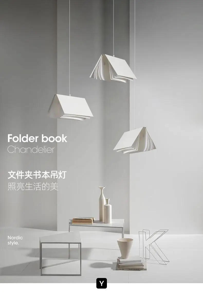Description Picture 2 of itemNordic Book Pendant Light for Study Room Bedroom Library Desk Hanging Lamp Ceiling Decoration Lighting Modern Reading Decor