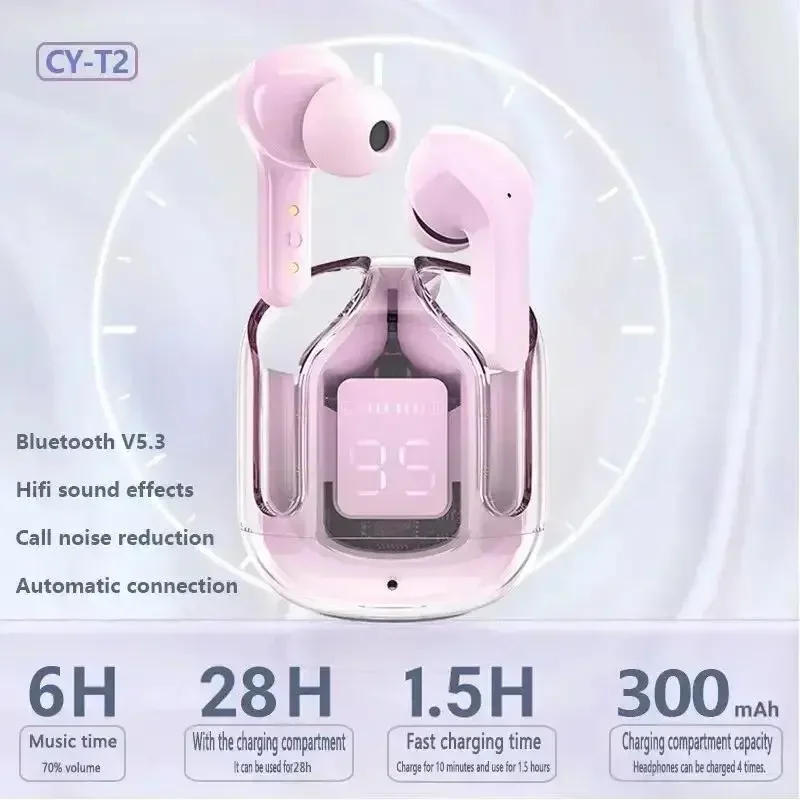 Description Picture 3 of item(Buy Headset Get Protective Case + Lanyard) T2 TWS Gaming Earbuds Bluetooth 5.3 Noise Reduction HD HiFi Stereo Wireless Earphone