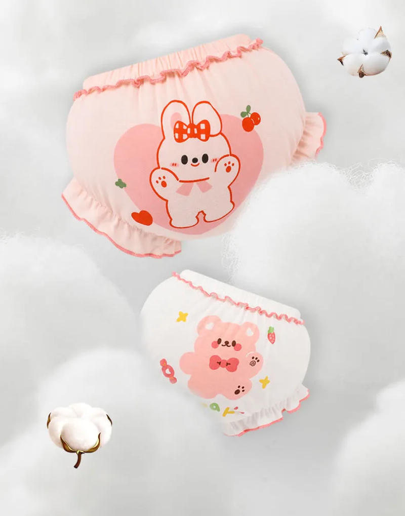 Description Picture 2 of item2pieces Kids Cotton Underwear Panties Girl Baby Infant Cute Big Bow Dots Shorts For Children Fashion Can Wear Outside Underpants