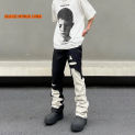 Patchwork Black and White Streetwear Casual Pants Men Cargo Pantalones Hombre Hip Hop High Street Fashion Fit Y2k Style Trousers