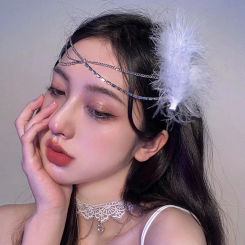 Hair Ornament Alloy Girls  Gift Chain Headdress Feather Hairpin Korean Style Hair Clip Bow Duckbill Clip Women Hair Accessories