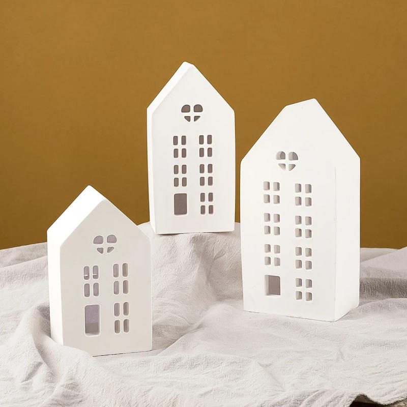 Description Picture 4 of itemHouse Candlestick Molds DIY House with Hollow Window Candle Holder Mould Gypsum Concrete Scented Stand 3D Craft Gift Home Decor