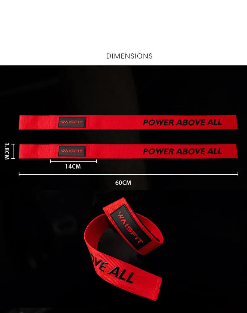 Description Picture 3 of item1Pair Gym Lifting Straps Deadlift Fitness Gloves Weight Lifting Anti-slip Hand Grips Wrist Straps Support Powerlifting Training