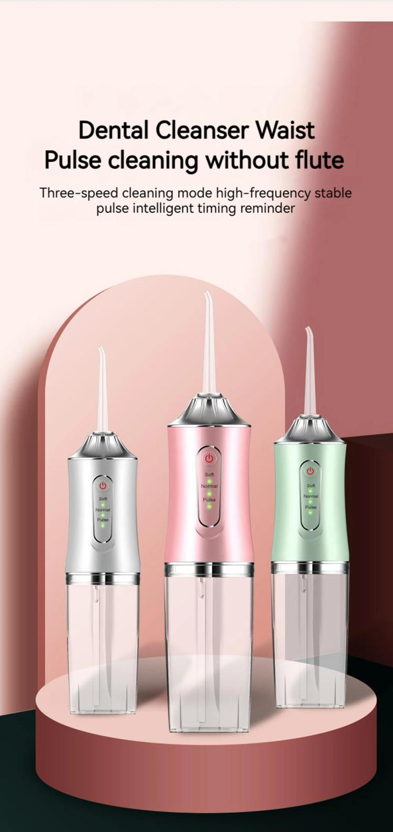 Description Picture 5 of item3 Modes Dental Water Flosser Oral Irrigator USB Rechargeable Water Floss Jet Tooth Pick 4 Jet Tips 220ml Mouth Washing Machine