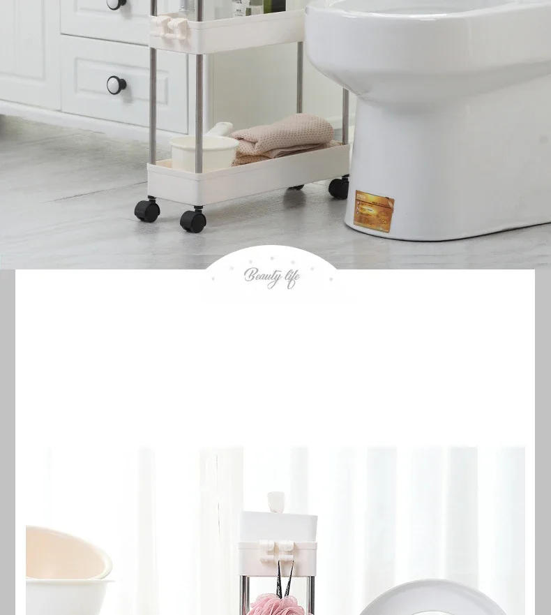 Description Picture 4 of itemKitchen Small Gap Storage Rack Four-story Kitchen Narrow Cabinet Living Room Floor Partition Frame Home Bathroom Cabinet