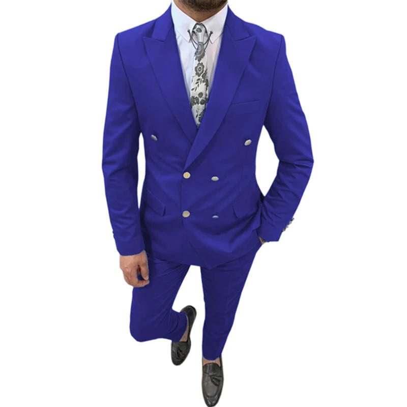 Description Picture 2 of itemSlim Men's Suit 2 Piece Double Breasted Groom Tuxedo for Wedding Best Man Prom Suits Male Formal Office Party Wear(Jacket+Pants)