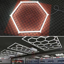 Hexagon Led Lamp 575mm Led Tube AC85-265V Garage Lamps LED Hexagon Ceiling Lighting for Auto Car Body Repair Workshop Customized