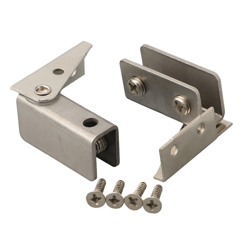 Description Picture 3 of item2pcs Non-perforated Glass Door Hinge Display Cabinet Glass Cabinet Hinge Side Mounted Stainless Steel Furniture Hardware