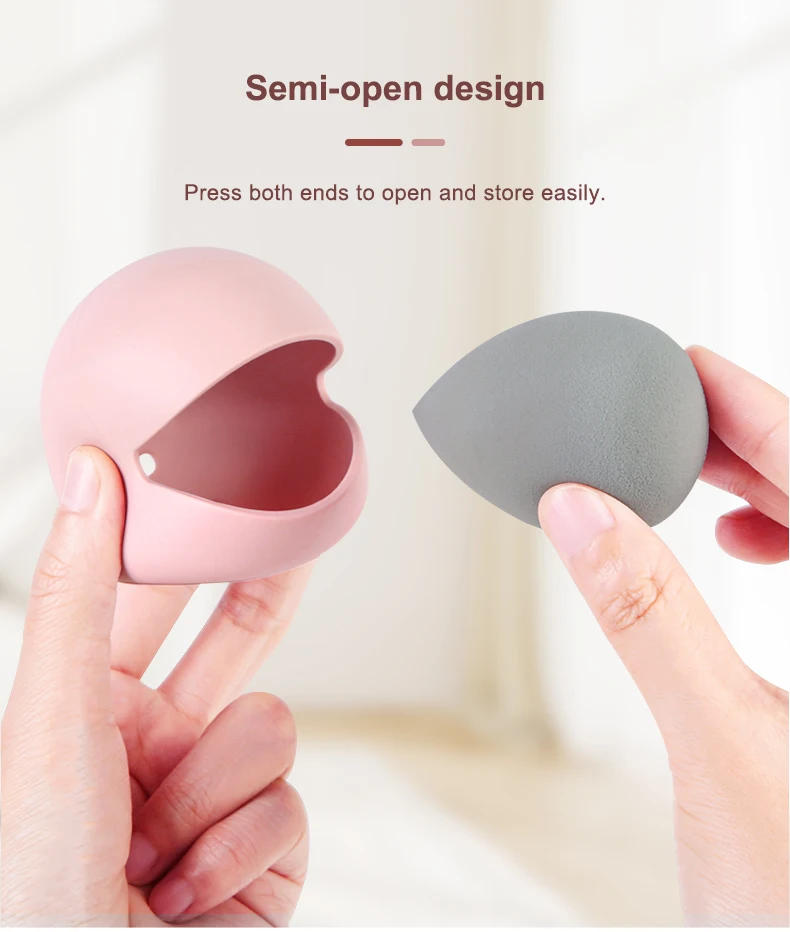 Description Picture 6 of item1Pcs Makeup Sponge Holder Eco-Friendly Silicone Multi-hole Beauty Egg Storage Case Travel Protable Cosmetic Puff Holder Box