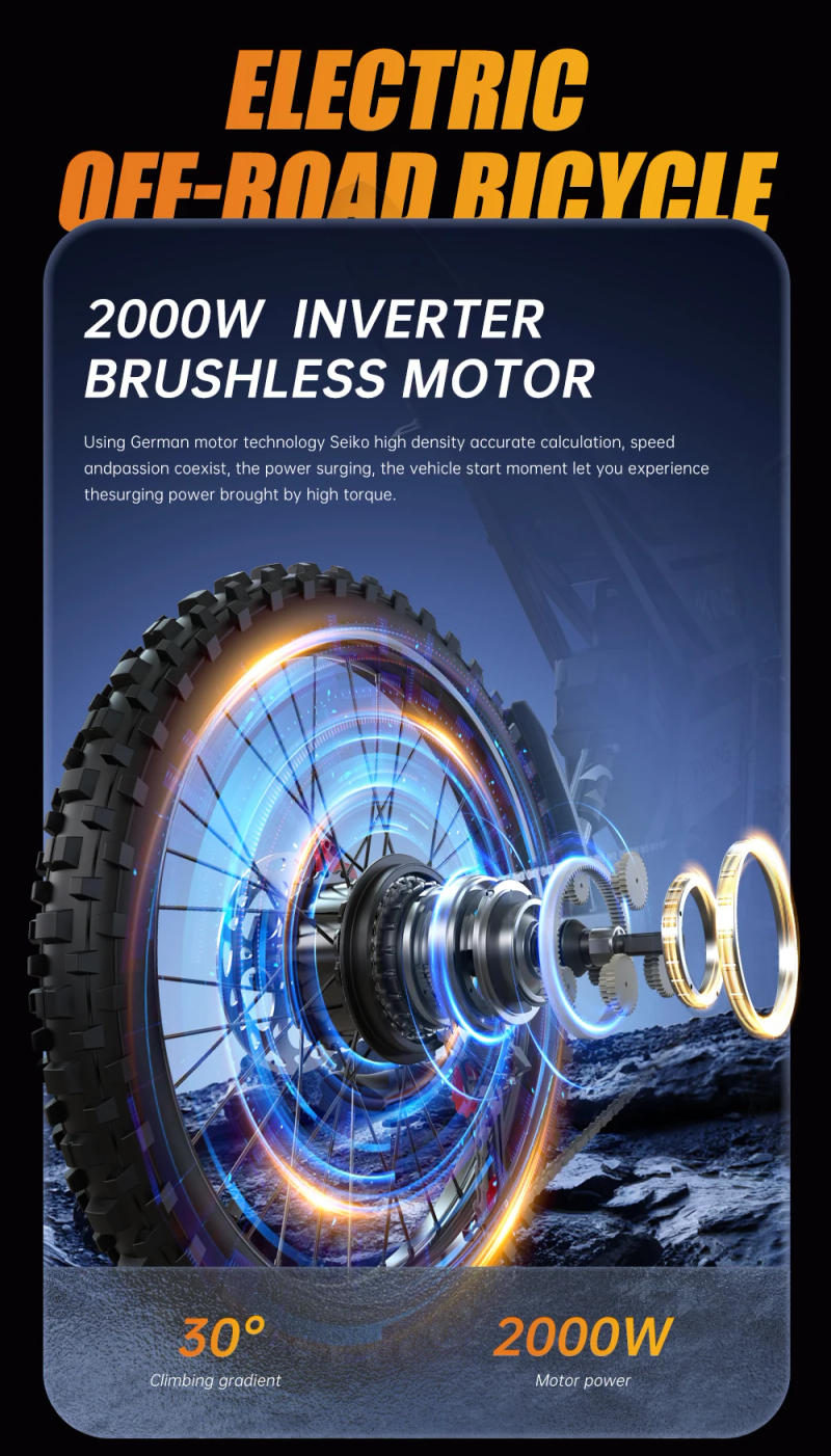 Description Picture 5 of itemE6 Adult Electric Bicycle 2000w 52V 40ah Mountain Electric Bike 25 Inch Tire Outdoor Entertainment Off Road E Bike