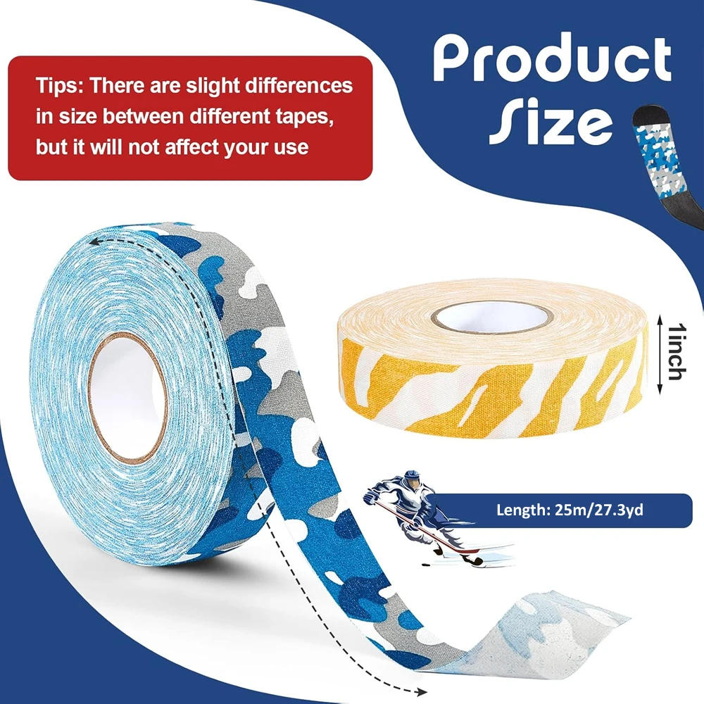 Description Picture 3 of item1 Roll Ice Hockey Grip Tape Multipurpose Handle Cloth Tape for Lacrosse Baseball Softball Bats Rackets Pullup Bars Non-slip