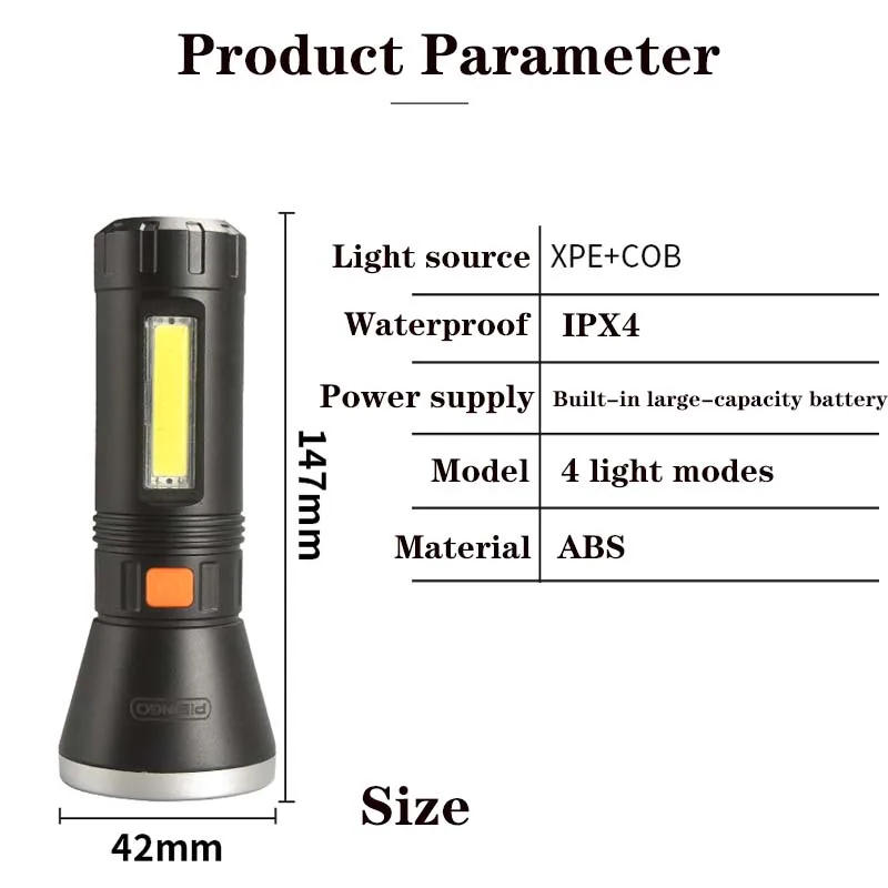 Description Picture 2 of itemStrong Light Flashlight USB Rechargeable Small Xenon Lamp Portable Ultra Bright Long-range Outdoor Household Led Multi-function